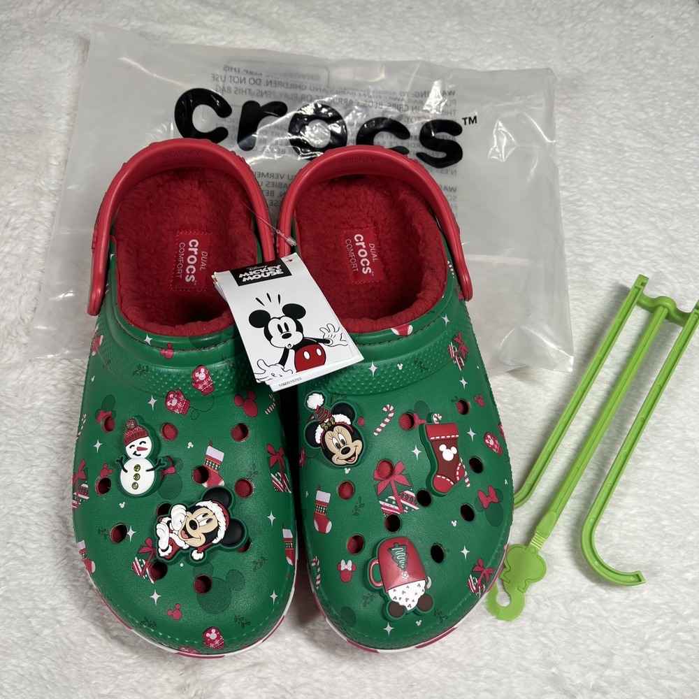 2024 Disney Fleece Lined Mickey Minnie Holiday Christmas Crocs Clogs M11/W13 NEW